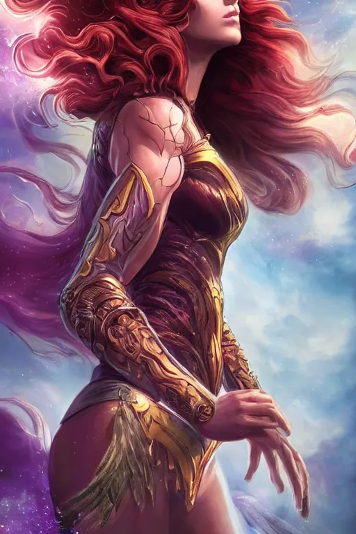 Prompt: Majestic and regal portrait of a female Starfire, DC universe, Perfect face, beautiful, intricate, epic, elegant, menacing, fantasy, highly detailed, digital painting, hard focus, beautiful volumetric lighting, epic light, ultra detailed, by Leesha Hannigan, Ross Tran, Thierry Doizon, Kai Carpenter, Ignacio Fernández Ríos