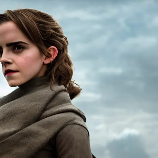 Image similar to Emma Watson in Star Wars, XF IQ4, 150MP, 50mm, f/1.4, ISO 200, 1/160s, natural light, Adobe Photoshop, Adobe Lightroom, DxO Photolab, polarizing filter, Sense of Depth, AI enhanced, HDR