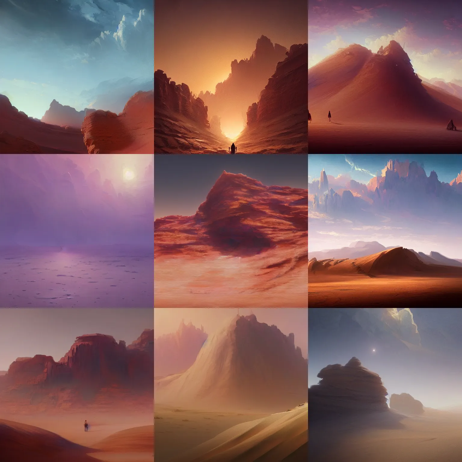 Prompt: beautiful aesthetic inspirational digital oil painting of a desert, by greg rutkowski, ultra detailed, fine details, trending on artstation, volumetric light.