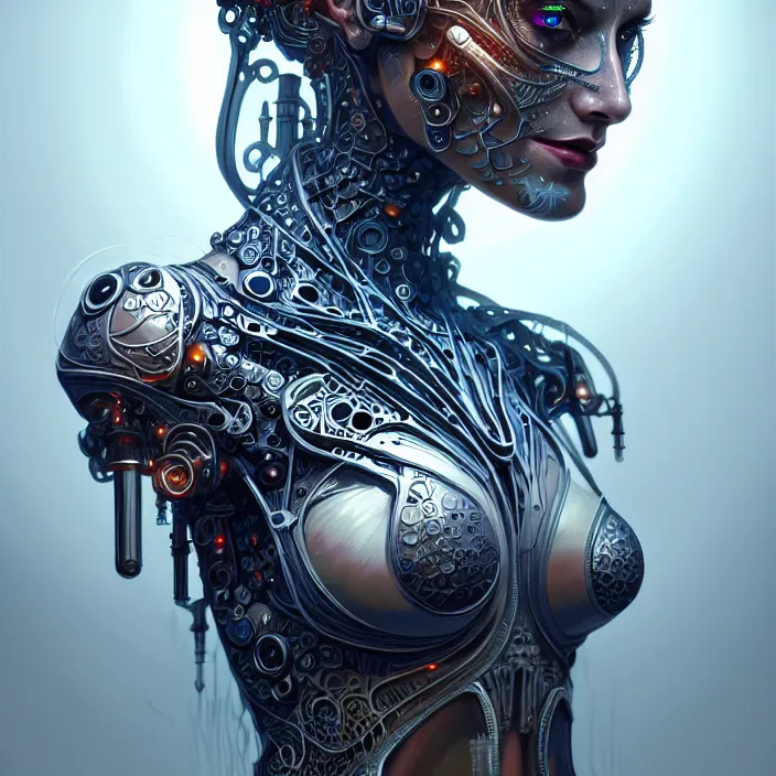 Image similar to organic cyborg, diffuse lighting, fantasy, intricate, elegant, highly detailed, lifelike, photorealistic, digital painting, artstation, illustration, concept art, smooth, sharp focus, art by skunkyfly