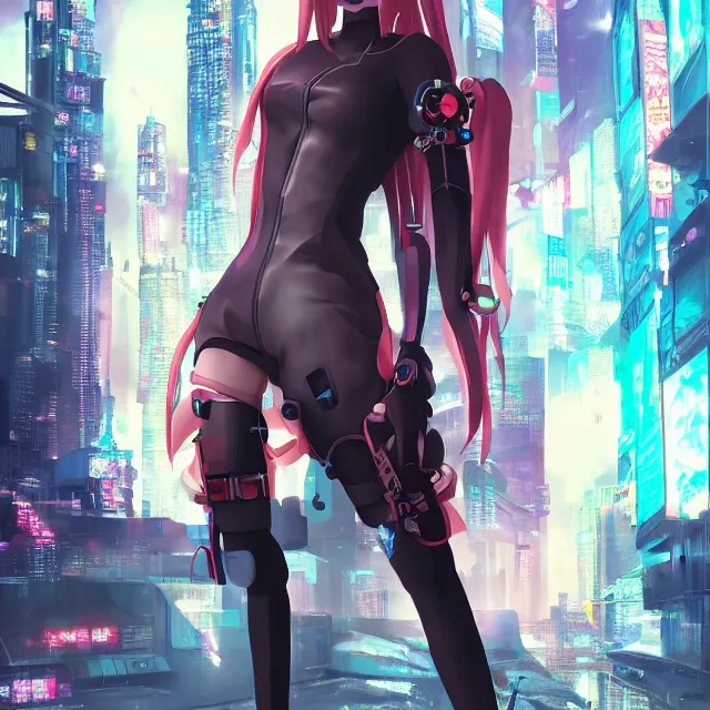 Image similar to - cyberpunk anime girl, 4 k, trending on artstation, renaissance