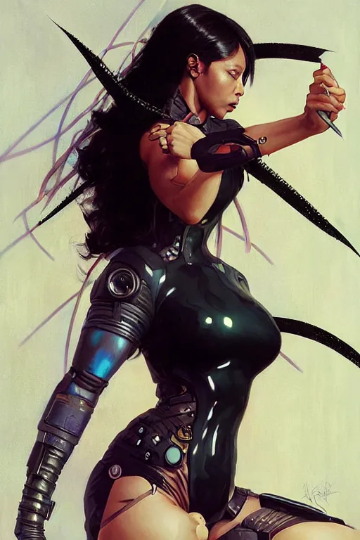 Image similar to cyberpunk Normani as aeon flux profile picture by Greg Rutkowski, dynamic pose, intricate, futuristic, fantasy, elegant, by Stanley Artgerm Lau, greg rutkowski, thomas kindkade, alphonse mucha, loish, norman Rockwell,