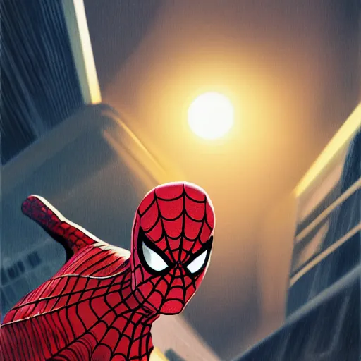 Prompt: spiderman, soft light, mekka, behance, vector, highly detailed illustration, realistic, artstation. com, by kunio okawara, yoshikazu yasuhiko, syd mead, mamoru nagano,