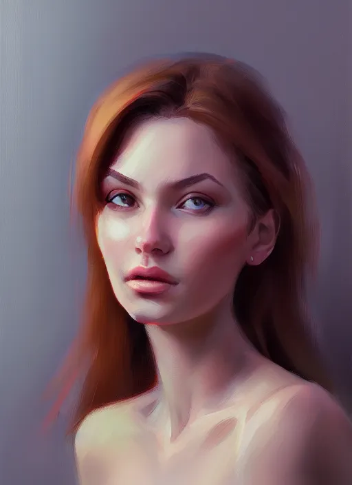 Prompt: portrait of a gorgeous young woman in the style of stefan kostic, artstation, concept art