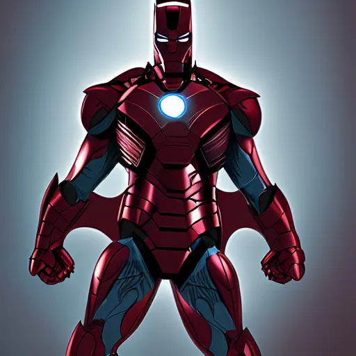 Image similar to hybrid between batman and iron man, comic, illustration, digital art, concept art