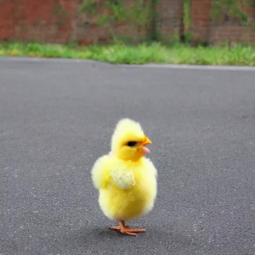 Image similar to cute baby chick dressed as a jail prisioner