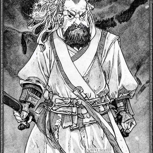 Prompt: “dnd dwarf, by takehiko inoue, manga”