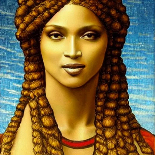 Image similar to beyonce painted by leonardo da vinci