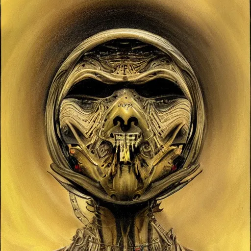Image similar to beautiful painting of the victorian face of the moon with a solemn expression in the style of Welder Wings and H. R. Giger. Dark background, detailed, trending on Artstation