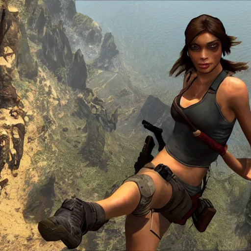 Prompt: Lara Croft teaches geography
