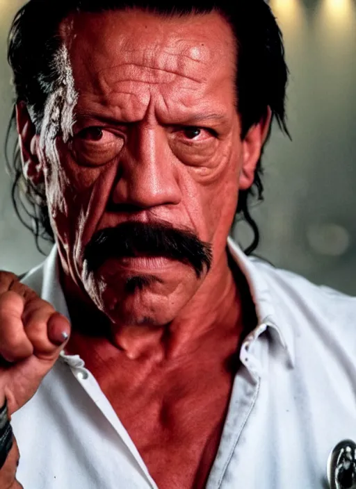 Image similar to film still of Danny Trejo as Martin Riggs in Lethal Weapon, 4k