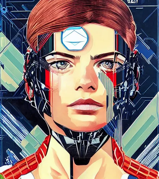 Image similar to portrait of a female android, by MARVEL comics and Sandra Chevrier