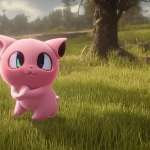 Prompt: Film still of Jigglypuff, from Red Dead Redemption 2 (2018 video game)