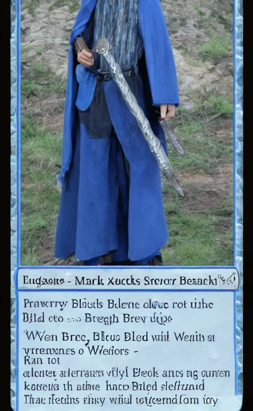 Image similar to a scrawny and weak blue wizard