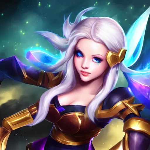 Image similar to a photograph of lux from league of legends