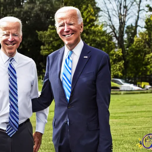 Image similar to A photo of joe biden teams up with a teenage joe biden, perfect faces, 50 mm, award winning photography