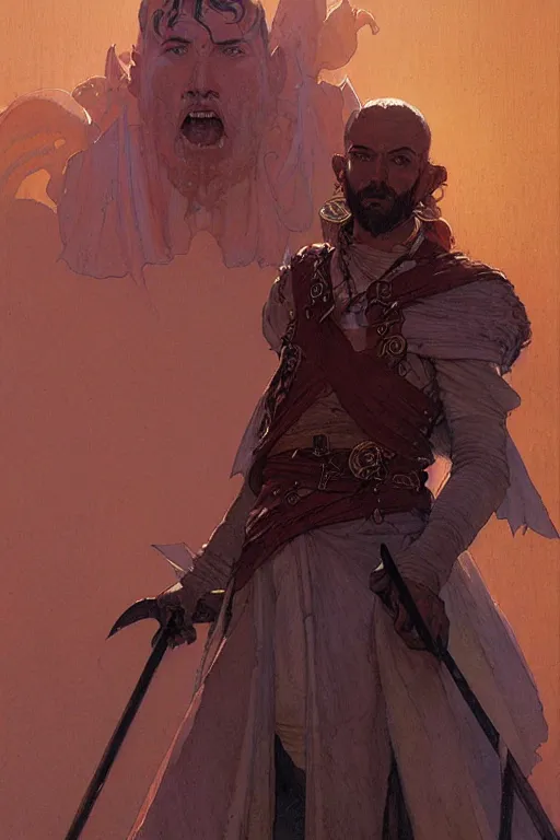 Prompt: attractive male, fantasy, dnd, character design, painting by jean giraud, greg rutkowski, carl larsson