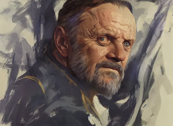 Prompt: a highly detailed beautiful portrait of anthony hopkins as dr strange, by gregory manchess, james gurney, james jean