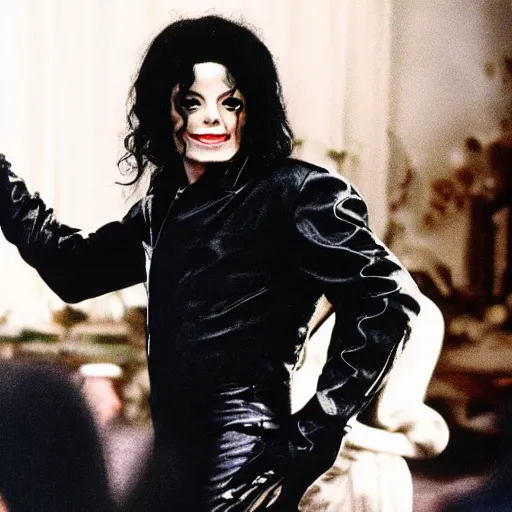 Image similar to michael jackson with a huge chin playing the villain, set in a period drama