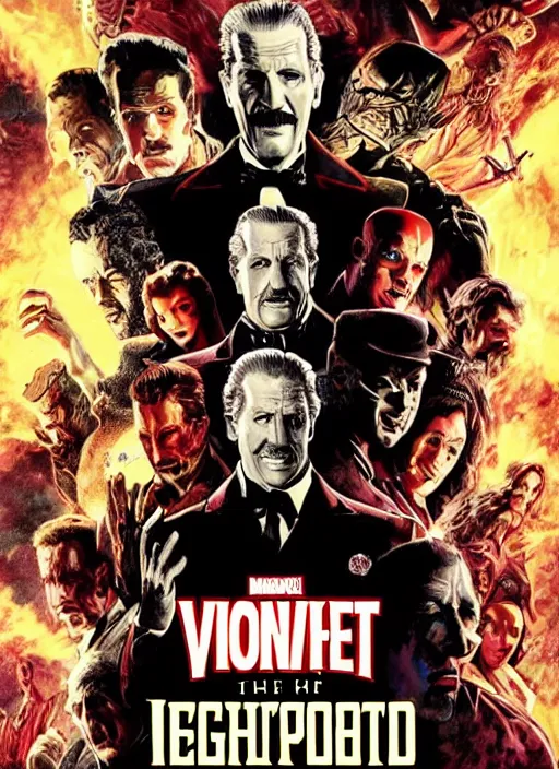 Prompt: vincent price in the marvel cinematic universe, official poster artwork, movie poster, highly detailed