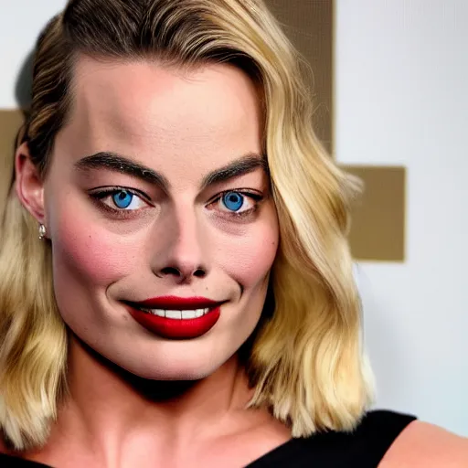 Prompt: a portrait of margot robbie doing a kissing face, highly detailed