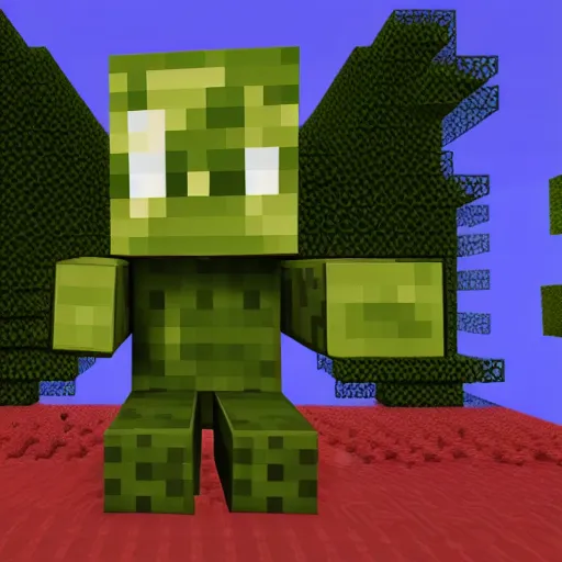 Prompt: cthulhu appearing as a minecraft mob, in game screenshot, hd