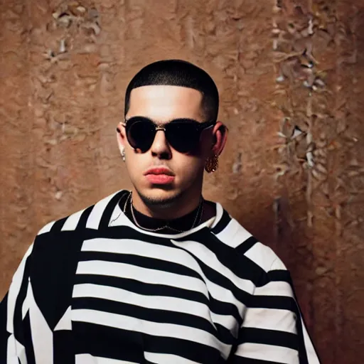 Prompt: studio portrait of Latin rapper Bad Bunny