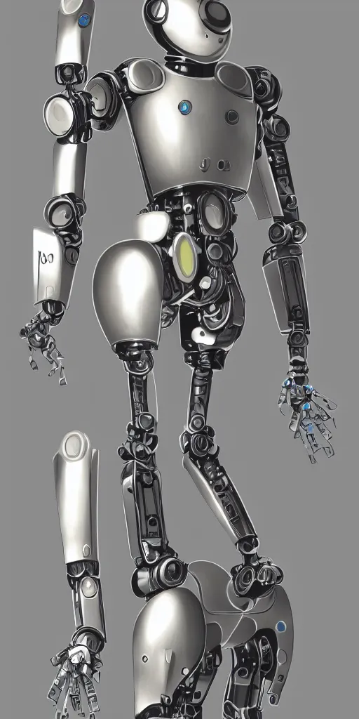 Image similar to art deco robot with a round polished opal head, ful body, concept art, artstation trending, high detail, warm light