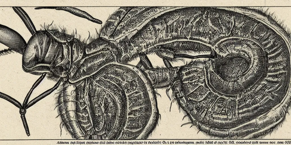 Prompt: Intricate detailed scientific illustration, Polyphagous shot-hole borer, vintage,