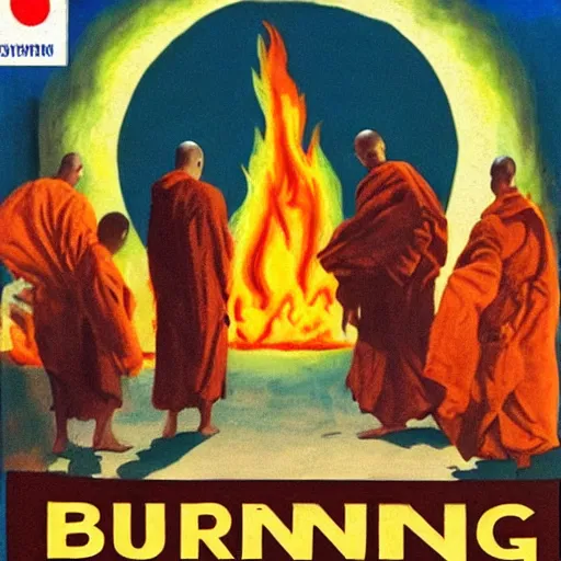 Image similar to the burning monk - malcom browne, 1 9 6 3