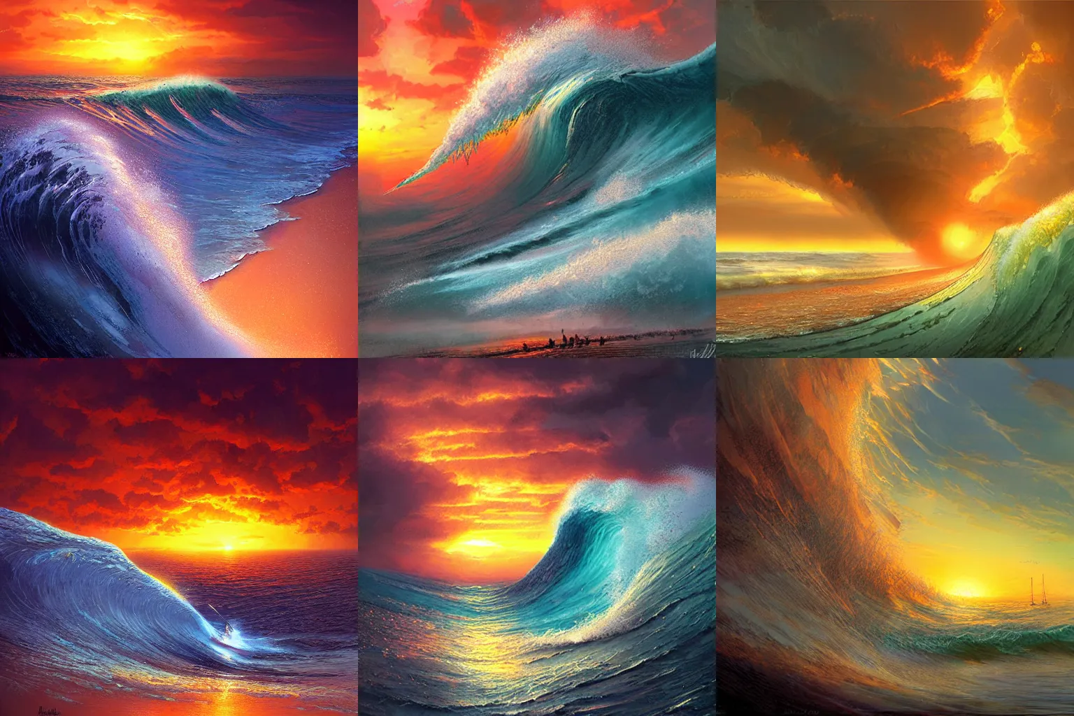 A Beautiful Tidal Wave Sunset Dusk Light Effect By Stable 