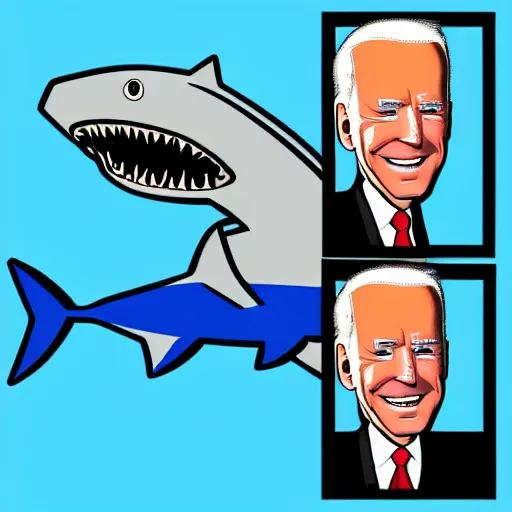 Image similar to joe biden sharkman swimming underwater, shark - human face, impressionism, gta 5, caricature, comic speed lines motion