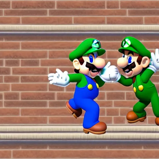 Image similar to Super Mario and Luigi high fiving