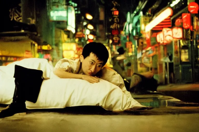 Image similar to wong kar wai love movie scene. 2 0 mm lens