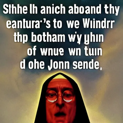 Prompt: she's well acquainted with the touch of the velvet hand like a lizard on a window pane, mother superior jump the gun, john lennon,