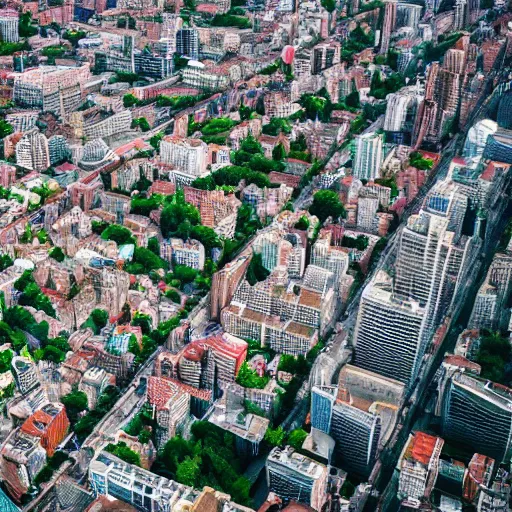 Prompt: Top down view of a city