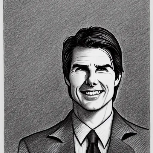 Image similar to a portrait drawing of Tom Cruise drawn by Robert Crumb