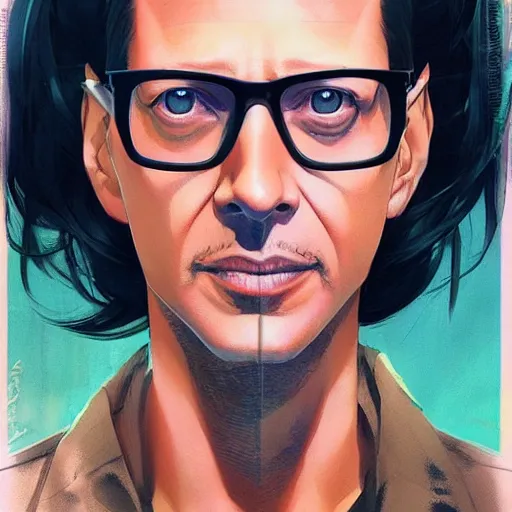 Prompt: jeff goldblum portrait as manga girl, realistic shaded perfect face, fine details. anime. realistic shaded lighting poster by ilya kuvshinov katsuhiro otomo ghost - in - the - shell, magali villeneuve, artgerm, jeremy lipkin and michael garmash and rob rey