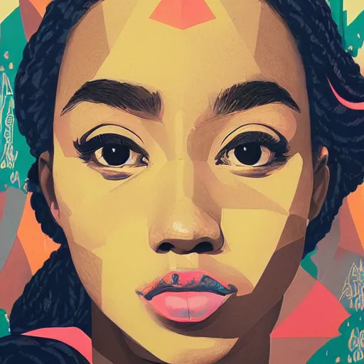 Image similar to Janelle Monet profile picture by Sachin Teng, asymmetrical, Organic Painting , Matte Painting, geometric shapes, hard edges, graffiti, street art:2 by Sachin Teng:4