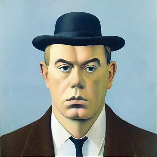 Prompt: rene magritte selfie