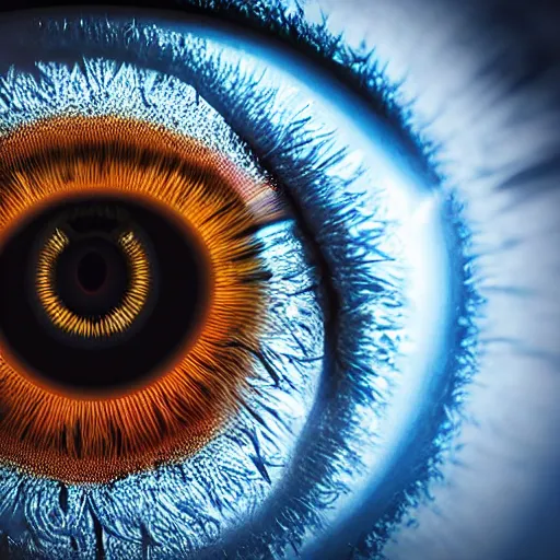 Prompt: extreme closeup of a hyperrealistic human eye contained within another human eye, macro shot, hyperrealistic, extreme detail, ray tracing, octane render