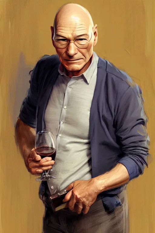 Prompt: patrick stewart working in a winery, animation pixar style, by magali villeneuve, artgerm, jeremy lipkin and michael garmash, rob rey and kentaro miura style, golden ratio, trending on art station