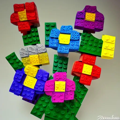 Image similar to flowers made out of lego