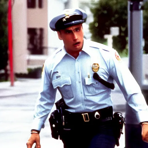 Image similar to Live Action Still of Jerma985 in Beverly Hills Cops, real life, hyperrealistic, ultra realistic, realistic, highly detailed, epic, HD quality, 8k resolution, body and headshot, film still