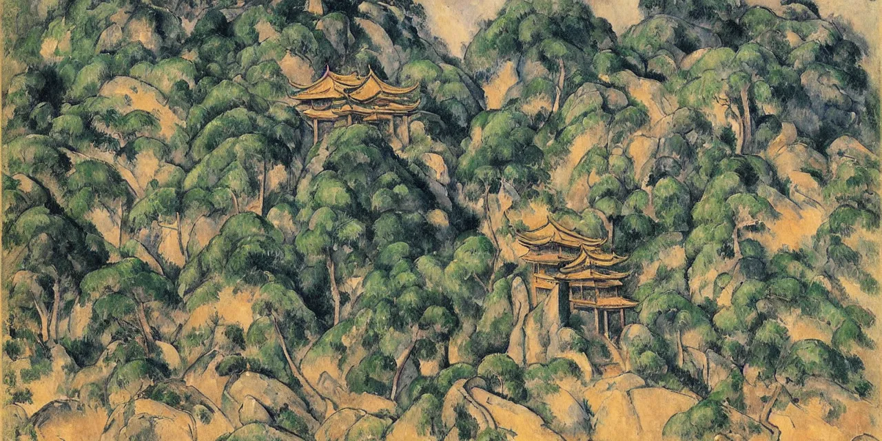 The Taoist Temples Of Huangshan, Landscape Painting By | Stable ...