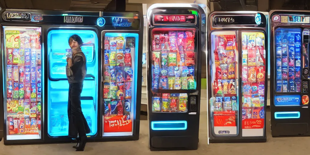 Image similar to futuristic cyberpunk vending machine