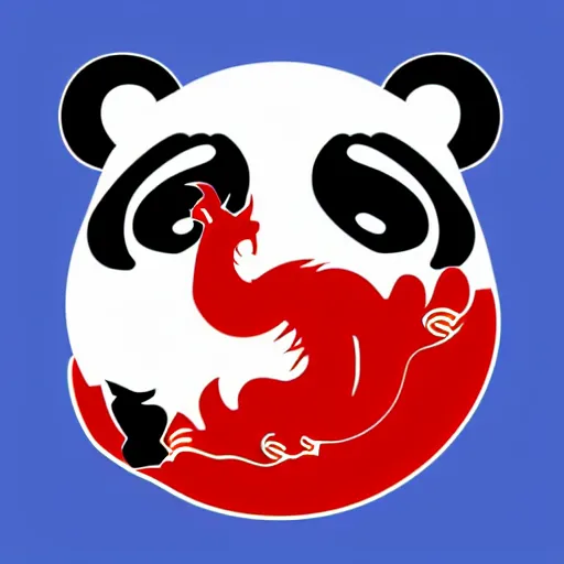 Image similar to vector art of welsh dragon and cute panda mixed, intercrossed, chimera, welsh flag, adobe illustrator