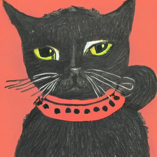 Image similar to avatar of a black cat in the style of antonio berni