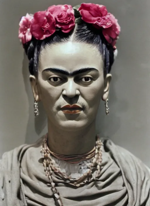 Image similar to Frida Kahlo carved out of marble