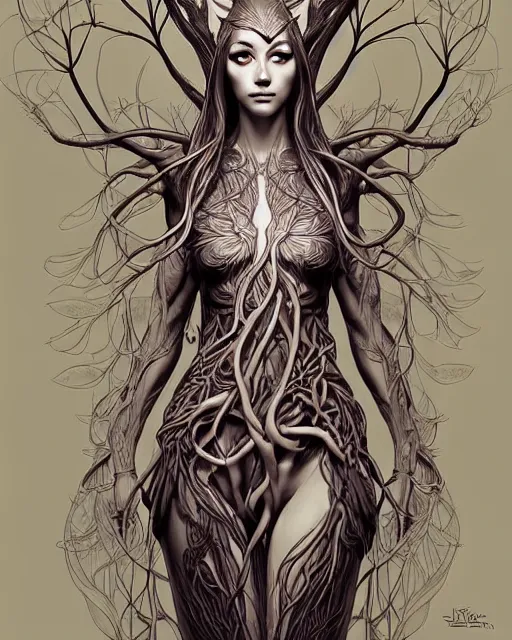 Image similar to digital art, centered elven body made with intricate roots, by James Jean and by artgerm, by ross tran , ultradetailed, charachter design, concept art, trending on artstation,